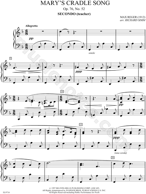 Mary's Cradle Song, Opus 76, No. 52