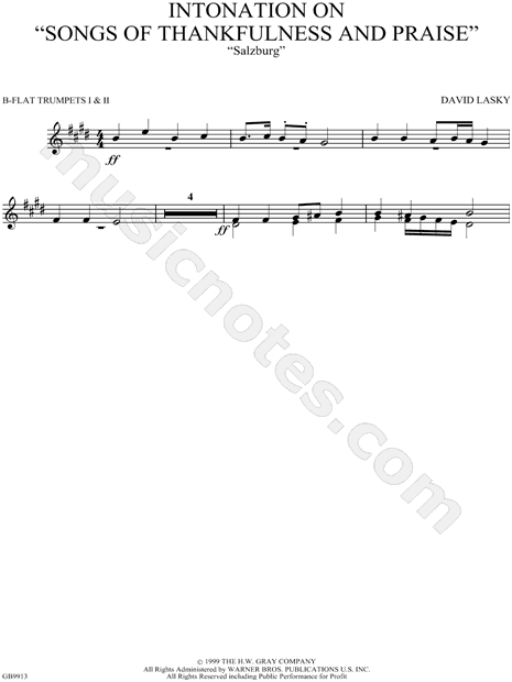 Intonation on "Songs of Thankfulness and Praise"