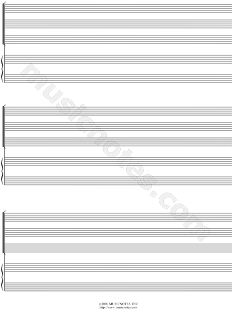 Manuscript Paper for Piano + Trio (SAB) (Free Blank Sheet Music)