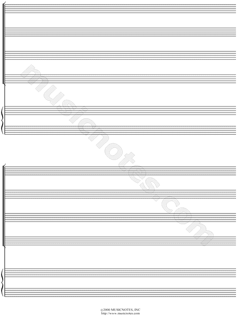 Manuscript Paper for Piano + Quartet (SATB) (Free Blank Sheet Music)