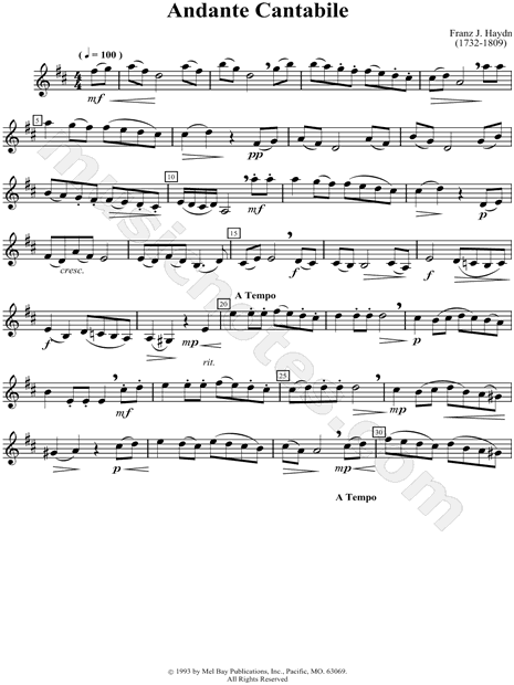 Andante Cantabile - Clarinet Part