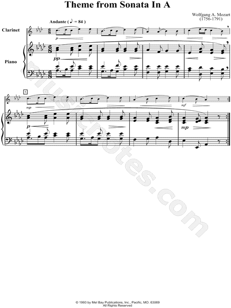 Theme from Sonata in A, K. 331 - Piano Accompaniment