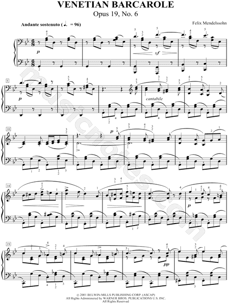Venetian Barcarole Op.19, No.6