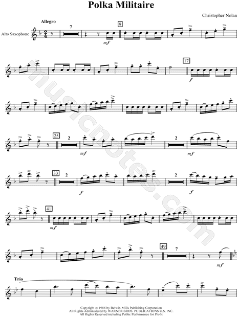 Polka Militaire - alto saxophone part