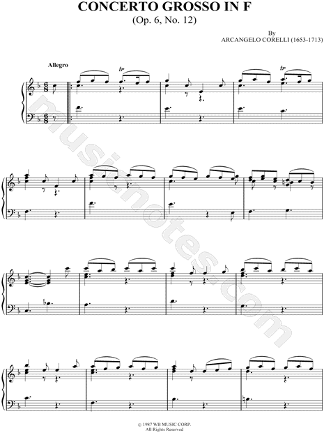 Concerto Grosso In F (For Piano)