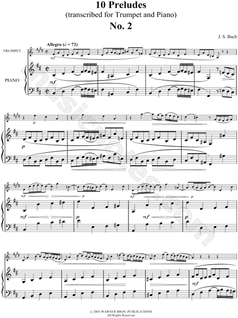 Prelude No. 2 for Trumpet and Piano - Piano Part