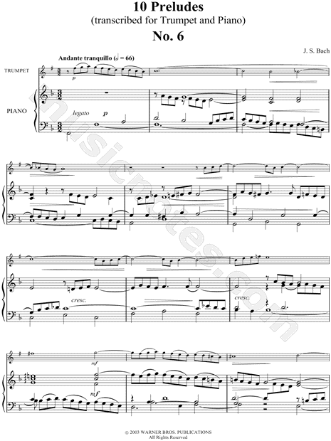 Prelude No. 6 for Trumpet and Piano - Piano Part