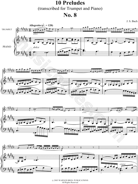 Prelude No. 8 for Trumpet and Piano - Piano Part