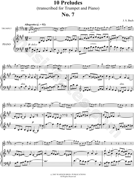 Prelude No. 7 for Trumpet and Piano - Piano Part