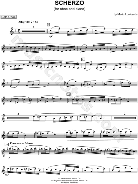 Scherzo for Oboe and Piano - Oboe part