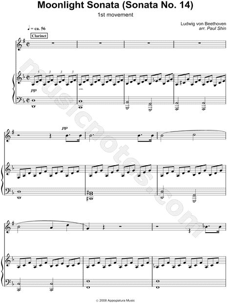 Moonlight Sonata, 1st movement - Piano Accompaniment