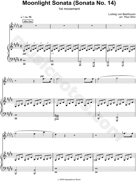 Moonlight Sonata, 1st movement - Piano Accompaniment