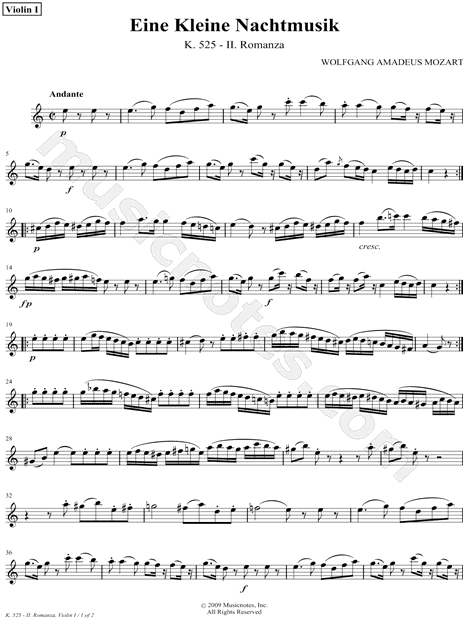 Eine Kleine Nachtmusik: II. Romanza - Violin 1
