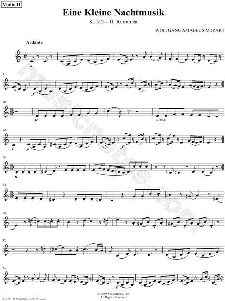 Eine Kleine Nachtmusik: II. Romanza - Violin 2