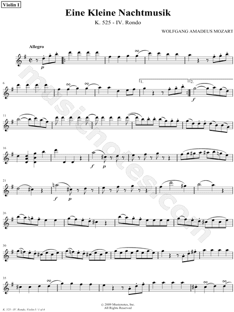 Eine Kleine Nachtmusik: IV. Rondo - Violin 1