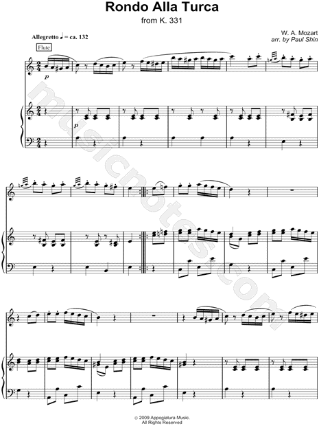 Piano Sonata In a Major, K. 331 - Piano Accompaniment (Flute or C Instrument)