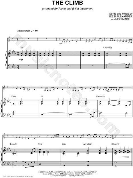 The Climb - Piano Accompaniment (Bb Instrument)