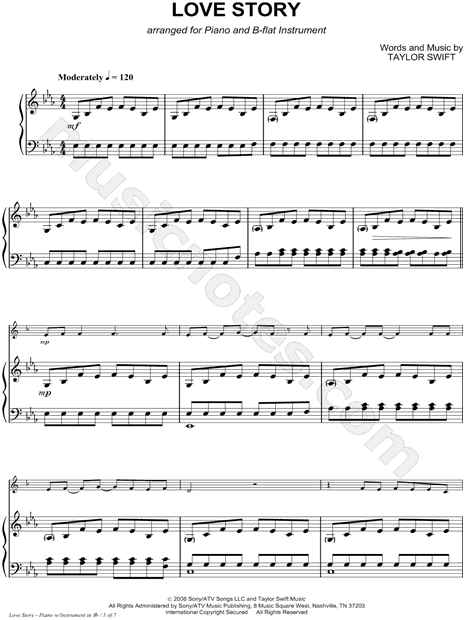 Love Story - Piano Accompaniment (Bb Instrument)