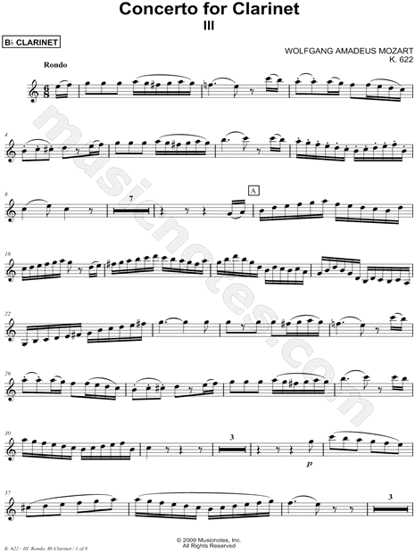 Concerto for Clarinet: III. Rondo - Clarinet Part