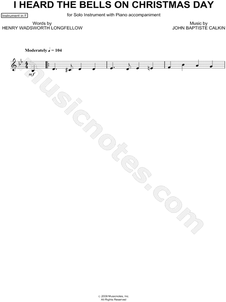 I Heard the Bells on Christmas Day - F Instrument