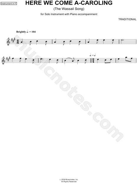 Here We Come A-Caroling - F Instrument