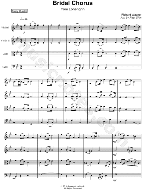 Bridal Chorus - String Quartet Score