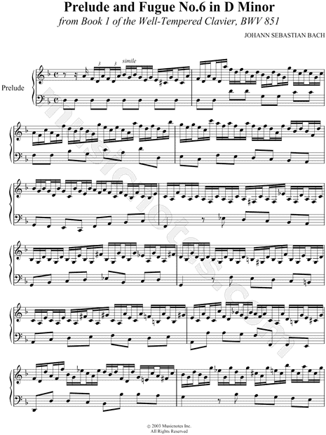 Prelude and Fugue No.6 in D Minor, BWV 851