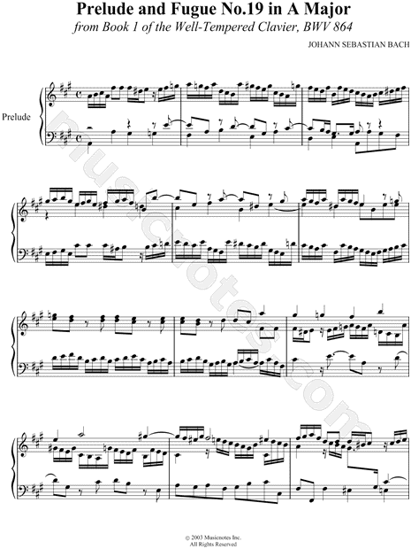 Prelude and Fugue No.19 in A Major, BWV 864