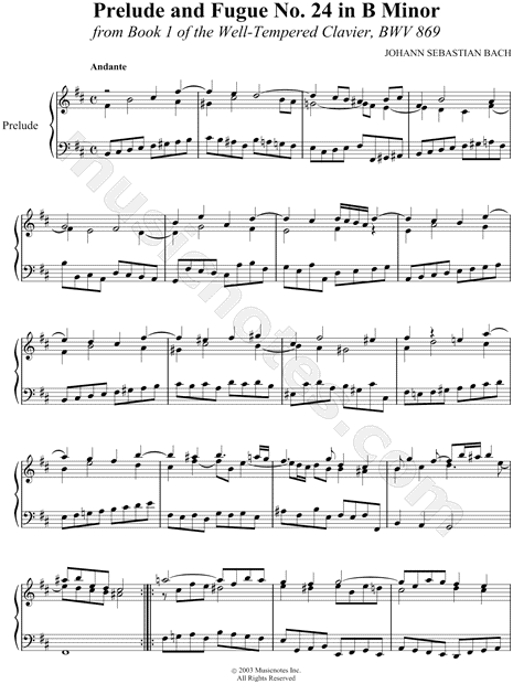 Prelude and Fugue No. 24 in B Minor, BWV 869