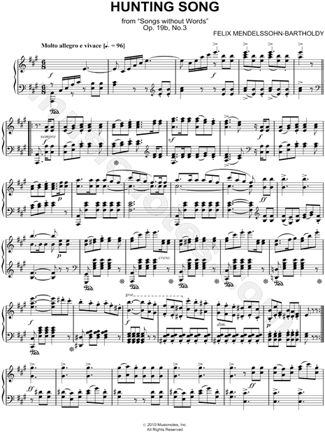 Songs without Words, Opus 19, No. 3