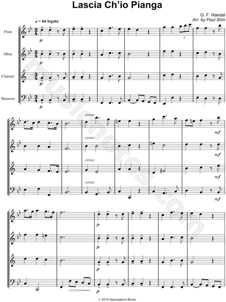 Lascia Ch'io Pianga - Score (Woodwind Quartet)