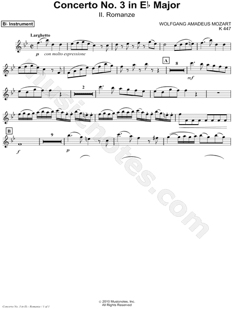 Horn Concerto No. 3 In Eb Major: II. Romanze - Bb Instrument