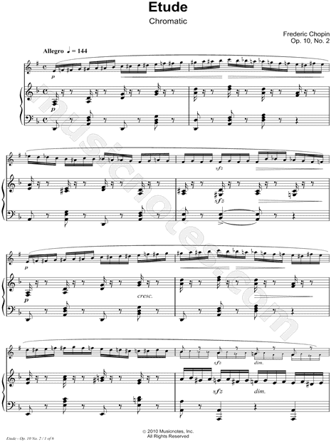 Etude Op. 10, No. 2 - Piano Accompaniment (Clarinet)