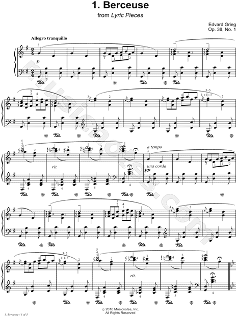 Lyric Pieces, Op. 38, No 1. Berceuse