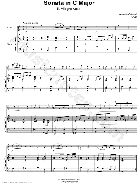Sonata In C Major - II. Allegro Assai - Piano Accompaniment