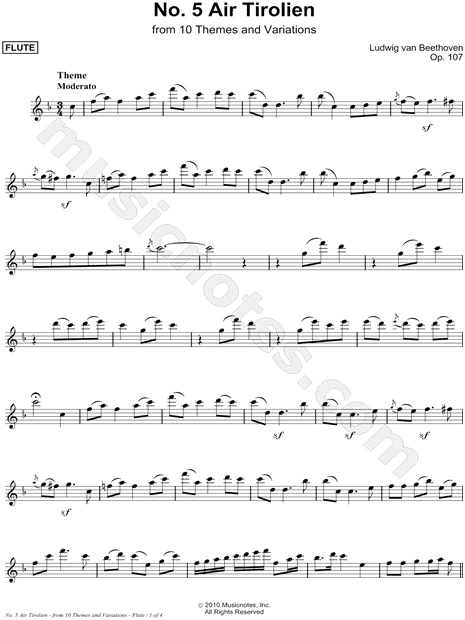 Air Tirolien, Op. 107, No. 5 - C Instrument (Flute)
