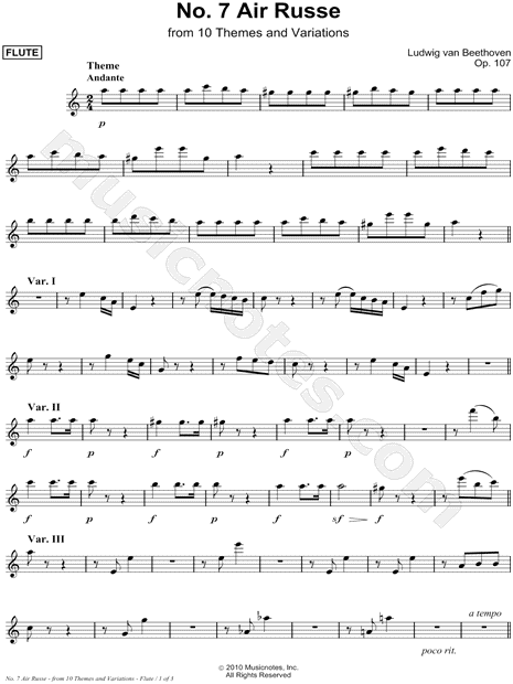 Air Russe, Op. 107, No. 7 - C Instrument (Flute)