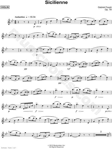 Sicilienne, Op. 78 - C Instrument (Violin)