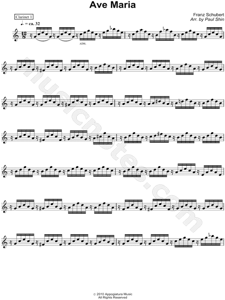 Ave Maria - Clarinet 1 Part (Woodwind Quartet)