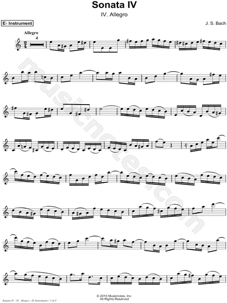 Sonata IV, BWV 1017: IV. Allegro - Eb Instrument