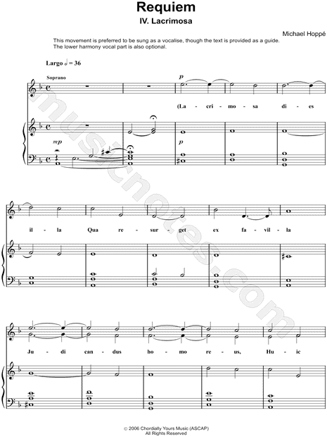 Requiem, IV. Lacrimosa - Soprano and Piano