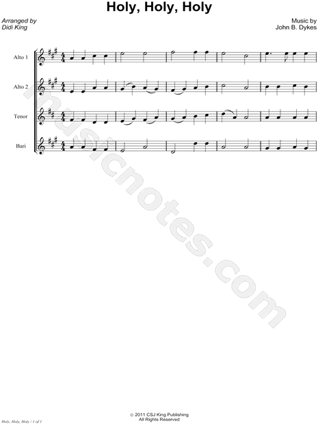 Holy, Holy, Holy - Saxophone Quartet Score