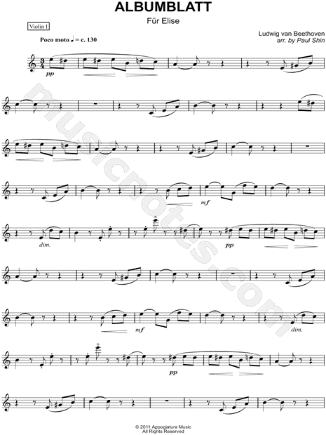 Für Elise - Violin 1 (String Quartet)