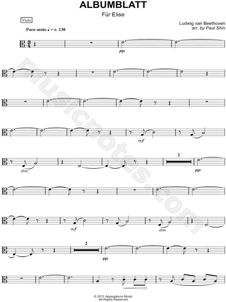 Für Elise - Viola (String Quartet)