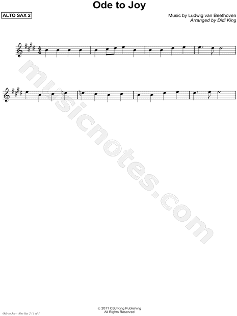 Ode to Joy - Alto Sax 2 (Saxophone Quartet)