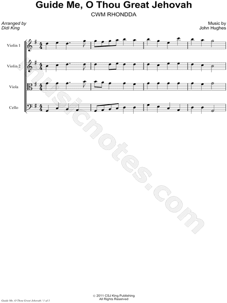 Guide Me, O Thou Great Jehovah - String Quartet Score