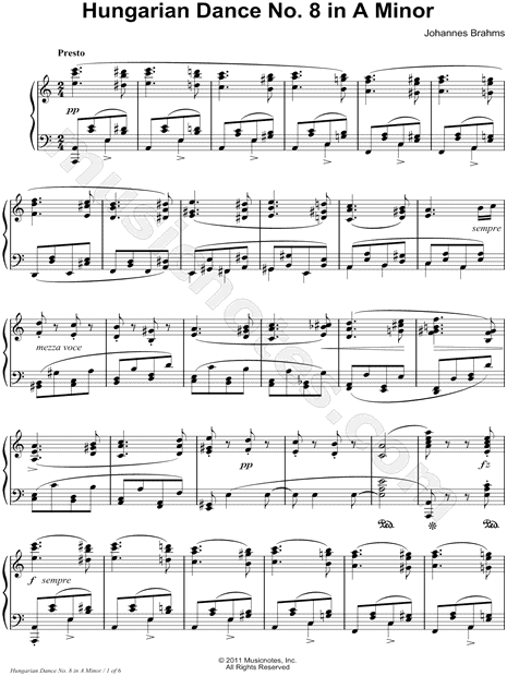 Hungarian Dance No. 8 in A Minor