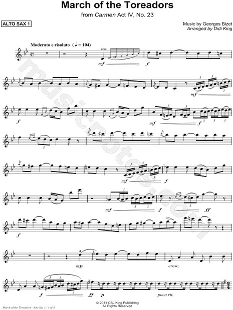 March of the Toreadors - Alto Sax 1 Part