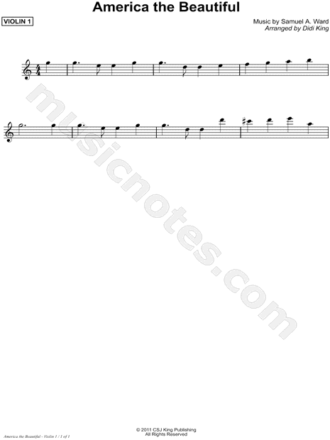 America the Beautiful - Violin 1 Part (String Quartet)