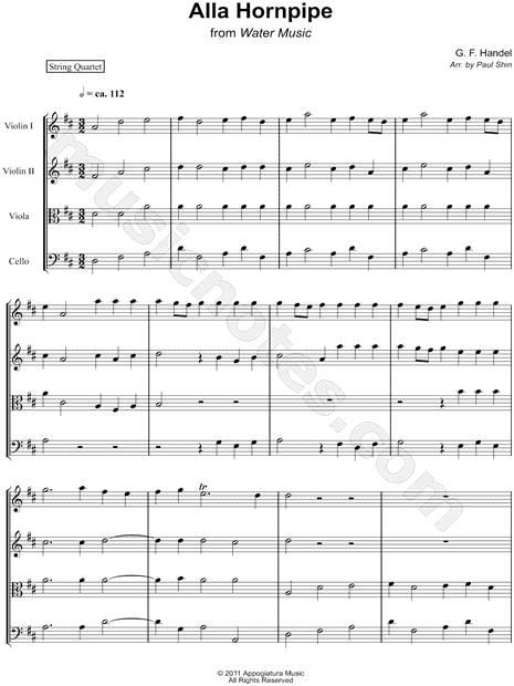 Alla Hornpipe - String Quartet Score